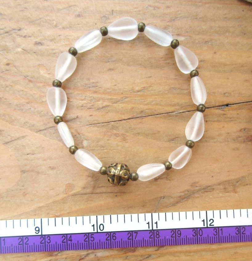 Unisex shabby chic bracelet with glass paste beads.. – photo 8